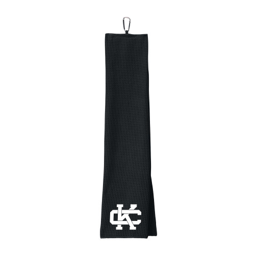  Black Waffle Microfiber Golf Towel - Primary Logo CK
