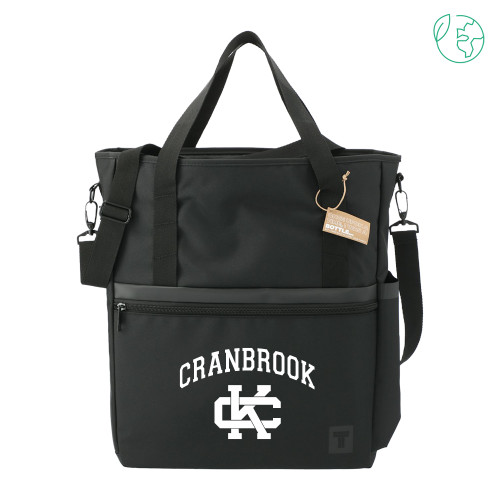  Tranzip Black Recycled Computer Tote - Cranbrook Arched over Spirit Mark