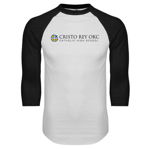  White/Black Raglan Baseball T Shirt - Cristo Rey OKC Catholic High School