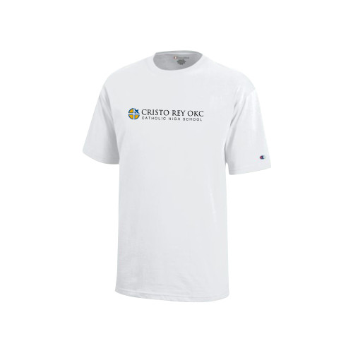  Champion Youth White Short Sleeve Tee - Cristo Rey OKC Catholic High School