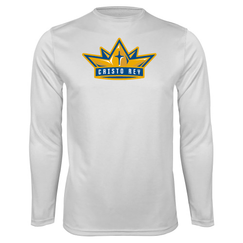  White Performance Long Sleeve Shirt - Cristo Rey Crown