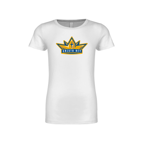  Next Level Girls White Fashion Fit T Shirt - Cristo Rey Crown