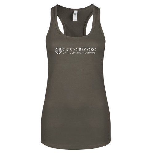  Next Level Womens Charcoal Racerback Tank - Cristo Rey OKC Catholic High School