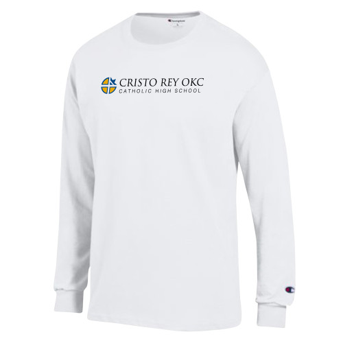  Champion White Long Sleeve T Shirt - Cristo Rey OKC Catholic High School