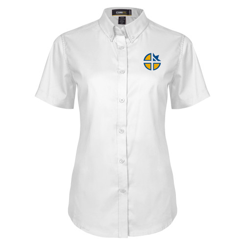  Womens White Twill Button Up Short Sleeve - Cristo Rey OKC