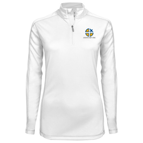  Syntrel Womens White Interlock 1/4 Zip - Cristo Rey OKC