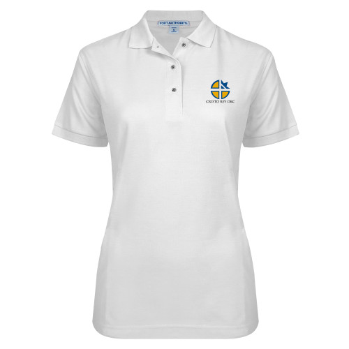  Womens Silk Touch White Pique Polo - Cristo Rey OKC