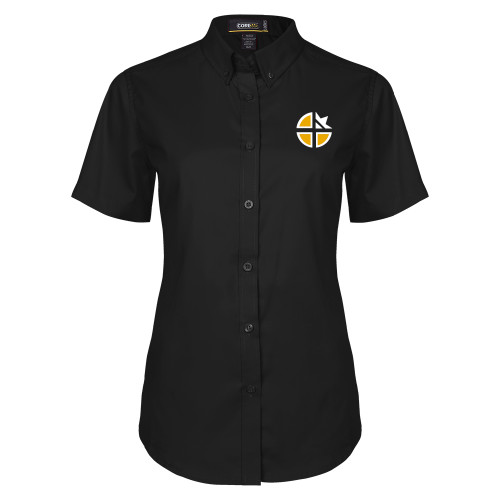  Womens Black Twill Button Up Short Sleeve - Cristo Rey OKC