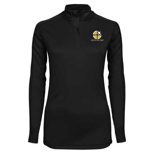  Syntrel Womens Black Interlock 1/4 Zip - Cristo Rey OKC