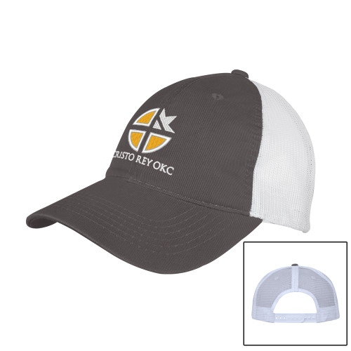  Charcoal/White Mesh Back Unstructured Low Profile Hat - Cristo Rey OKC