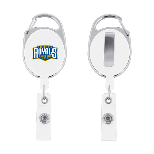  White Oval Retractable Badge Holder w/Clip - Face Mask