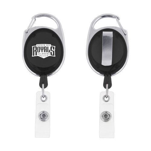  Black Oval Retractable Badge Holder w/Clip - Face Mask