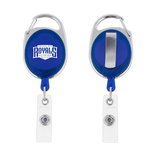  Blue Oval Retractable Badge Holder w/Clip - Face Mask