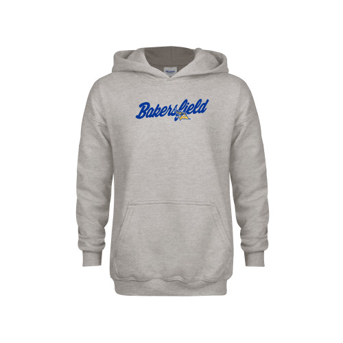  Youth Grey Fleece Hood - Mascot Bakersfield Script Wordmark