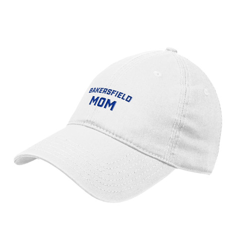  White Unstructured Adjustable Low Profile Hat - Mom