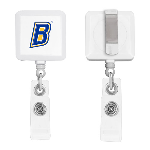  White Square Retractable Badge Holder - B Mark