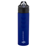 Stainless Steel Blue Grip Water Bottle 24oz-The Carlstar Group Wordmark  Engraved