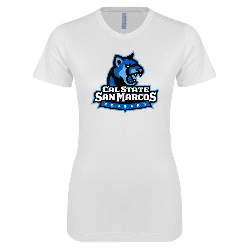  Next Level Womens White Boyfriend Tee - Primary Logo