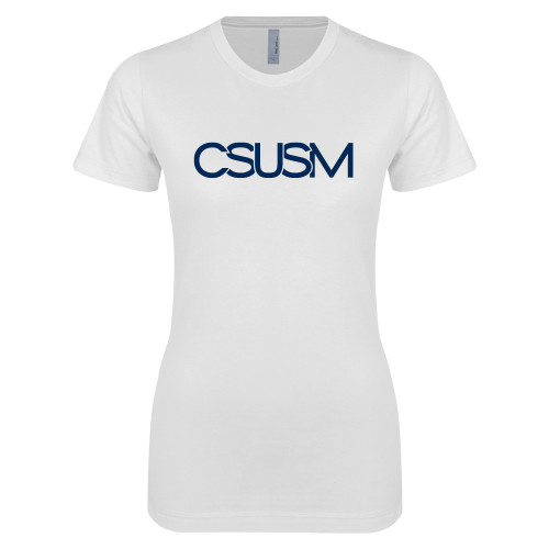  Next Level Womens White Boyfriend Tee - CSUSM