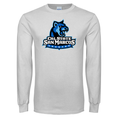  White Long Sleeve T Shirt - Primary Logo