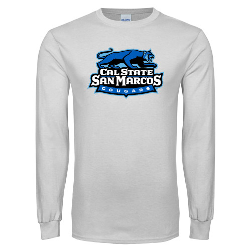  White Long Sleeve T Shirt - Secondary Logo