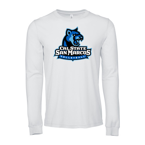  Bella + Canvas White Jersey Cotton Long Sleeve T Shirt - Volleyball
