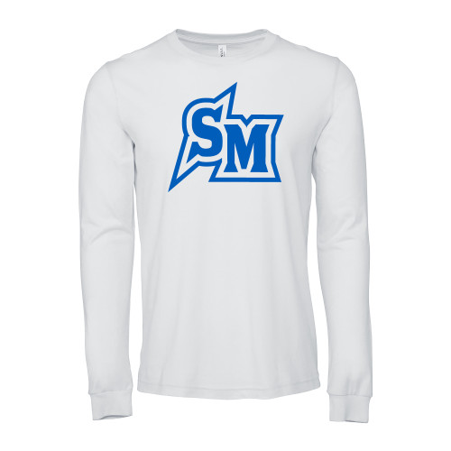  Bella + Canvas White Jersey Cotton Long Sleeve T Shirt - SM Primary Mark - CSUSM