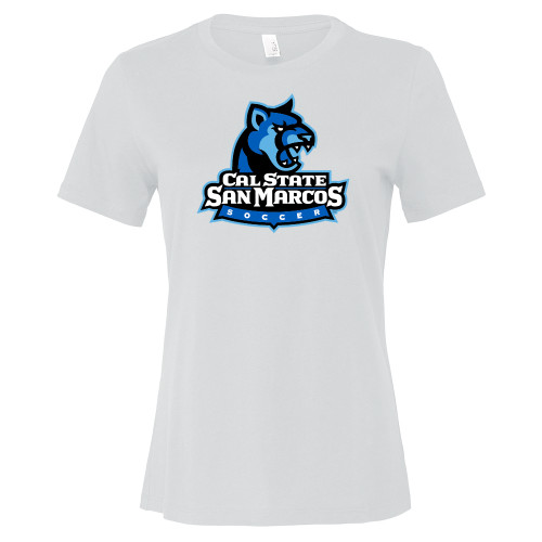  Bella + Canvas Womens White Relaxed Cotton T Shirt - Soccer