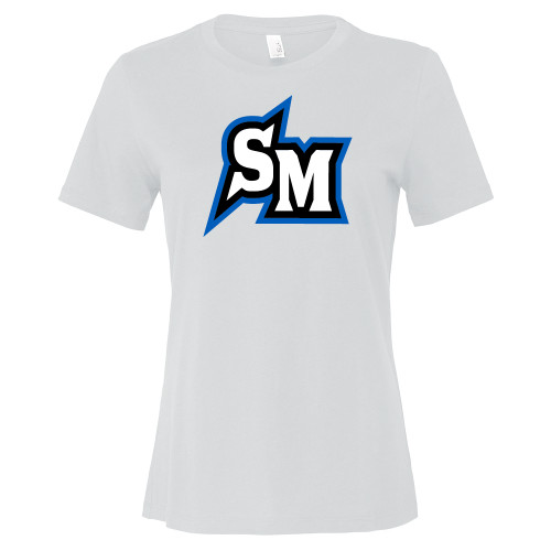  Bella + Canvas Womens White Relaxed Cotton T Shirt - SM Primary Mark - CSUSM