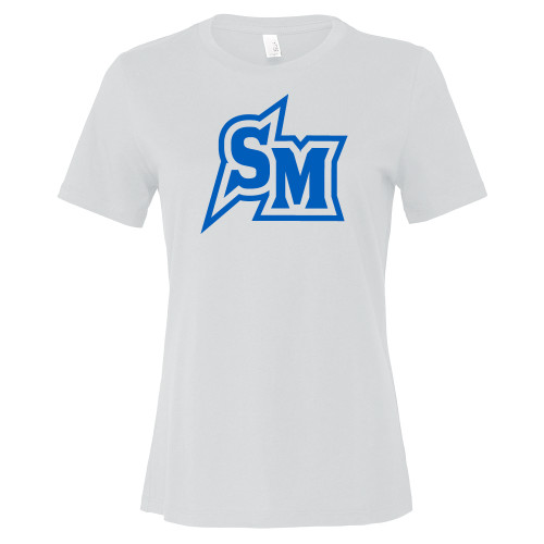  Bella + Canvas Womens White Relaxed Cotton T Shirt - SM Primary Mark - CSUSM
