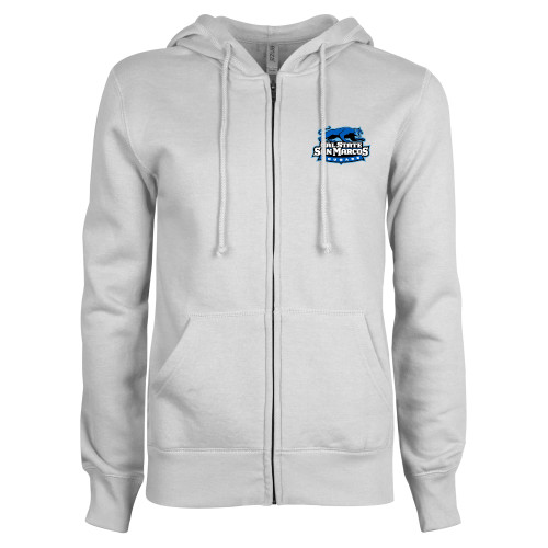  ENZA Womens White Fleece Full Zip Hoodie - Secondary Logo