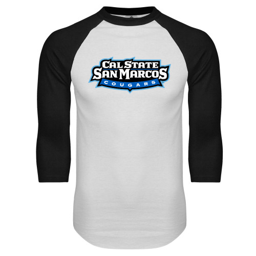  White/Black Raglan Baseball T Shirt - Tertiary Logo