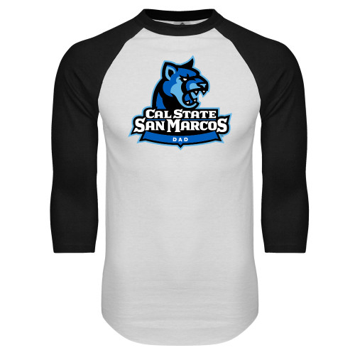  White/Black Raglan Baseball T Shirt - Dad