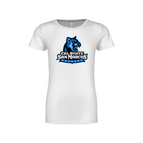  Next Level Girls White Fashion Fit T Shirt - Primary Logo