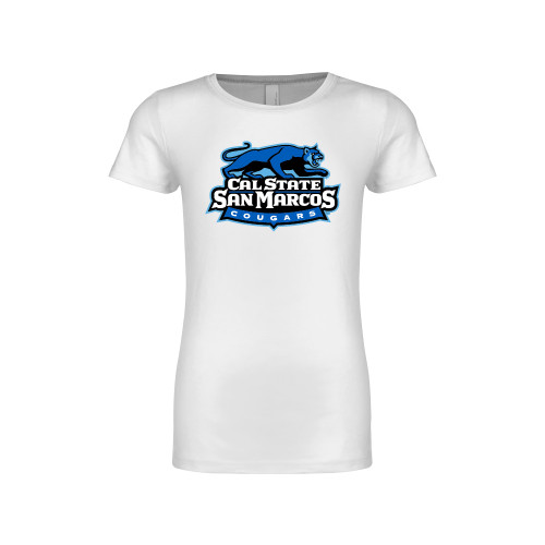  Next Level Girls White Fashion Fit T Shirt - Secondary Logo