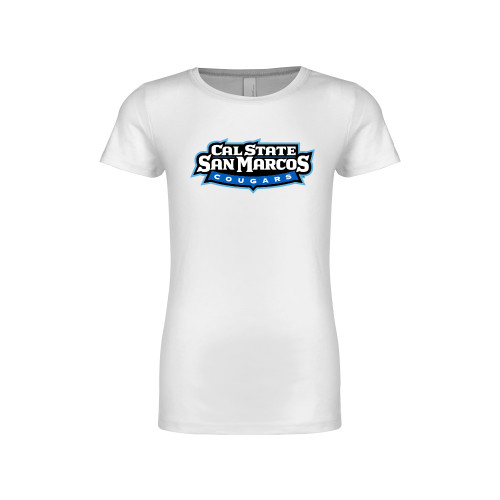  Next Level Girls White Fashion Fit T Shirt - Tertiary Logo