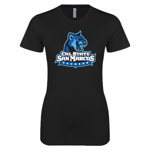  Next Level Womens Black Boyfriend Tee - Primary Logo