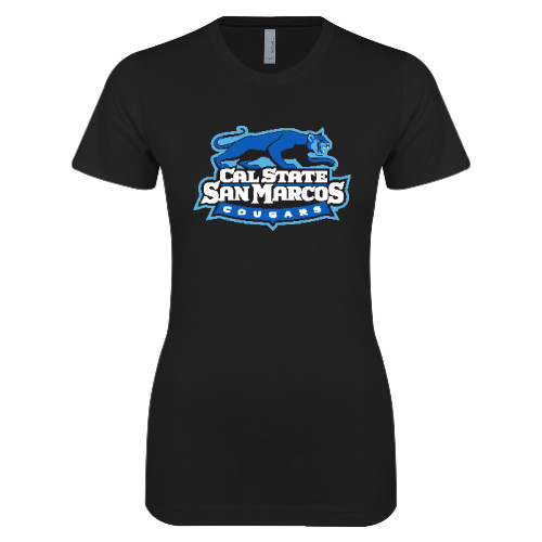  Next Level Womens Black Boyfriend Tee - Secondary Logo