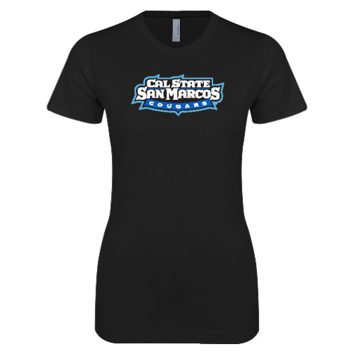  Next Level Womens Black Boyfriend Tee - Tertiary Logo