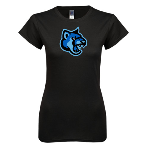  Next Level Womens Black Boyfriend Tee - Cougar Head