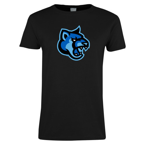  Womens Black Short Sleeve Tee - Cougar Head