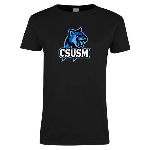  Womens Black Short Sleeve Tee - CSUSM Cougar Head