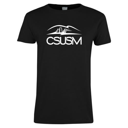 Womens Black Short Sleeve Tee - CSUSM with University