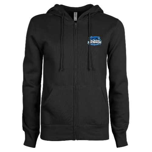  ENZA Womens Black Fleece Full Zip Hoodie - Secondary Logo
