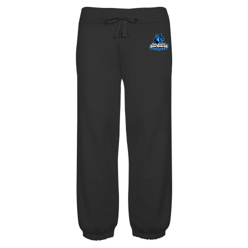  ENZA Womens Black Banded Fleece Capri - Primary Logo
