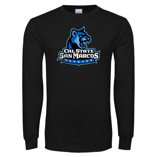  Black Long Sleeve T Shirt - Primary Logo Distressed