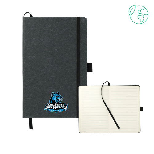  5.5 x 8.5 Black FSC Mix Recycled Leather Bound Journal - Primary Logo