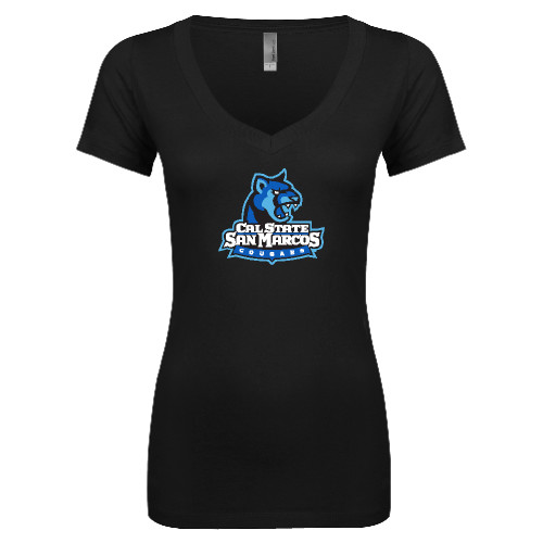  Next Level Womens Black Ideal V Tee - Primary Logo