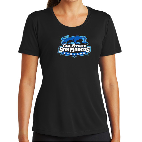  Womens Black Performance Tee - Secondary Logo