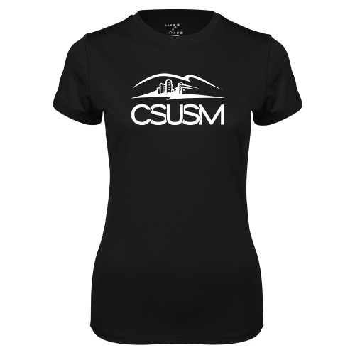  Womens Black Performance Tee - CSUSM with University
